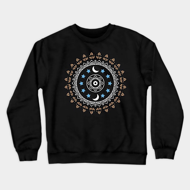 Moon Stars Mandala | Pattern Crewneck Sweatshirt by Denotation